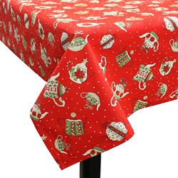 скатерть Новогодняя Армония Новогодний сервиз red - фото 5408
