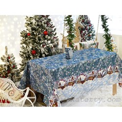 Скатерть новогодняя гобеленовая с люрексом Домик - фото 5805