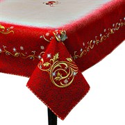 Скатерть Новогодняя гобеленовая с люрексом  Голд red